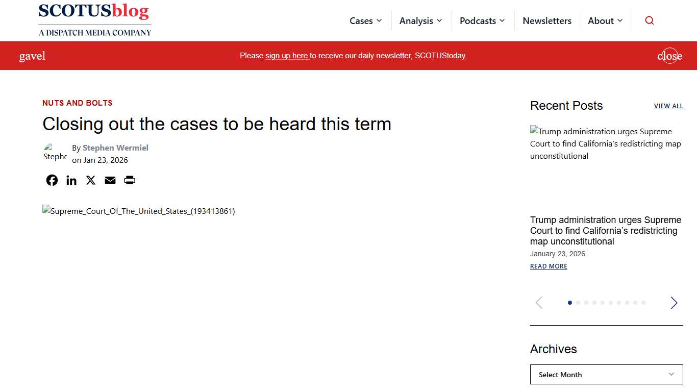 Closing out the cases to be heard this term - SCOTUSblog